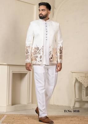 White gold foil jodhpuri for men | men's ethnic wear 2