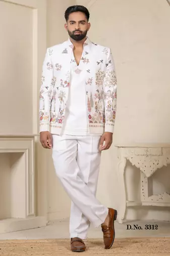 Carnival white jodhpuri for men | men's ethnic wear