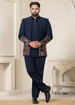 Navy blue open jodhpuri for men | men's ethnic wear 2