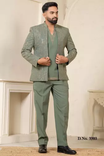 Pista green open jodhpuri for men | men's ethnic wear