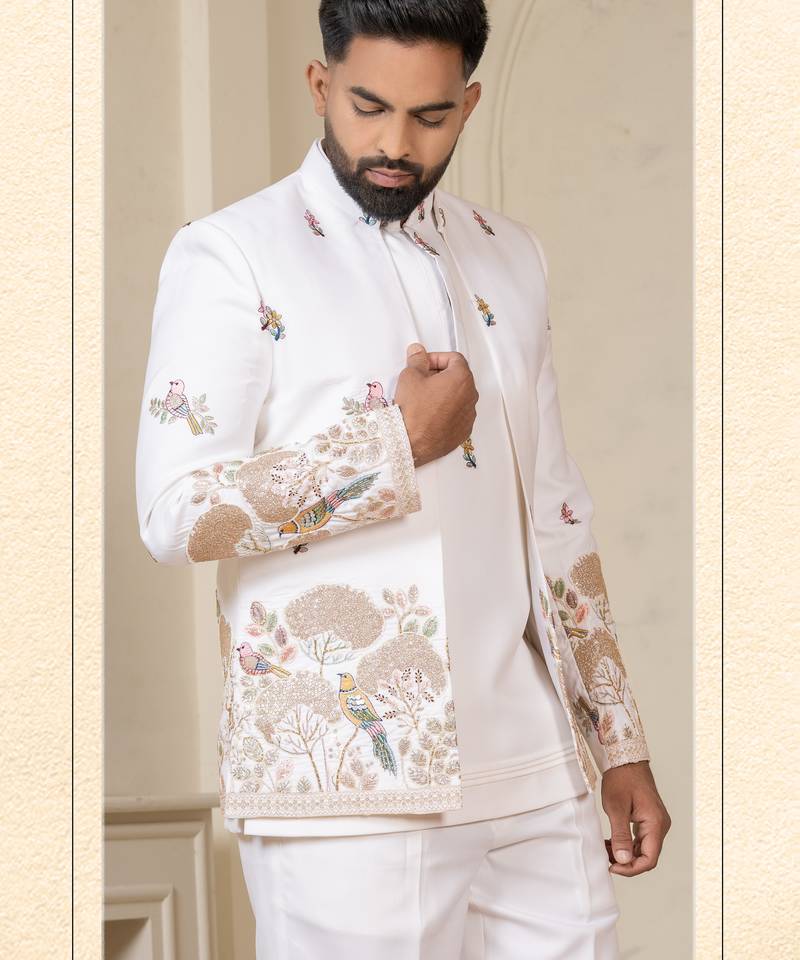 Carnival white open jodhpuri for men | men's ethnic wear