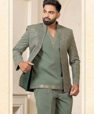 Pista green open jodhpuri for men | men's ethnic wear 1