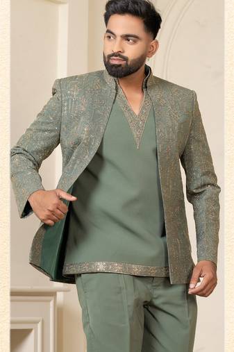 Pista green open jodhpuri for men | men's ethnic wear