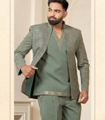 Pista green open jodhpuri for men | men's ethnic wear