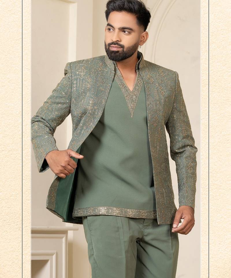 Pista green open jodhpuri for men | men's ethnic wear