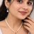 Pearl double strand necklace & earring set with black heart pendant gold-tone setting, cz studded pendant, drop earrings