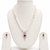 Pearl beaded necklace and earrings jewellery set with ruby cz pendant freshwater pearls, cz stone accents.