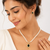 Double strand pearl necklace & earring set with black cz pendant gold-tone setting, teardrop cz pendant, drop earrings