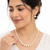 Pearl necklace and earrings jewellery set with silver beads graduated pearl design, drop earrings included, white pearl.