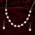 Pearl necklace & earrings jewellery set, white silver-tone coin pearl design, drop earrings, chain necklace, 2-piece set