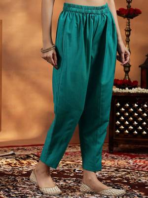 Sea Green Silk Blend Sequin Embroidered Anarkali Kurta With Trousers & Dupatta 7