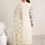 Off White Cotton Floral Embroidered Regular Kurta with Trousers & With Dupatta