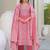 Baby Pink Cotton Ethnic Motifs Embroidered Regular Thread Work Kurta with Trousers & With Dupatta