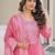 Baby Pink Cotton Ethnic Motifs Embroidered Regular Thread Work Kurta with Trousers & With Dupatta