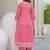 Baby Pink Cotton Ethnic Motifs Embroidered Regular Thread Work Kurta with Trousers & With Dupatta