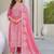 Baby Pink Cotton Ethnic Motifs Embroidered Regular Thread Work Kurta with Trousers & With Dupatta