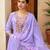 Lavender Cotton Blend Ethnic Motifs Embroidered Thread Work Kurta with Trousers & Dupatta