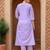 Lavender Cotton Blend Ethnic Motifs Embroidered Thread Work Kurta with Trousers & Dupatta