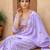 Lavender Cotton Blend Ethnic Motifs Embroidered Thread Work Kurta with Trousers & Dupatta