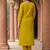 Mustard Cotton Blend Ethnic Motifs Embroidered Thread Work Kurta with Trousers & Dupatta