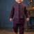 Boy's purple blended cotton ethnic kurta pajama set with embroidered nehru jacket