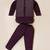 Boy's purple blended cotton ethnic kurta pajama set with embroidered nehru jacket