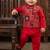 Boy's red blended cotton ethnic kurta pajama set with embroidered nehru jacket