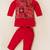 Boy's red blended cotton ethnic kurta pajama set with embroidered nehru jacket