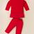 Boy's red blended cotton ethnic kurta pajama set with embroidered nehru jacket