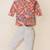 Boy's brown blended cotton ethnic kurta pajama set with printed nehru jacket