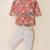 Boy's brown blended cotton ethnic kurta pajama set with printed nehru jacket