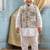 Boy's white blended cotton ethnic kurta pajama set with printed nehru jacket