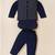 Boy's blue blended cotton ethnic kurta pajama set with embroidered nehru jacket