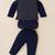 Boy's blue blended cotton ethnic kurta pajama set with embroidered nehru jacket