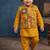 Boy's yellow blended cotton ethnic kurta pajama set with embroidered nehru jacket