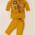 Boy's yellow blended cotton ethnic kurta pajama set with embroidered nehru jacket