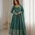 dark green color embroidery and sequins work silk blend gown set