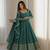 dark green color embroidery and sequins work silk blend gown set