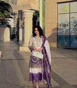 White Color Embroidery And Sequence Work Georgette Salwar Suit 