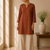 Brown cotton plain casual kurta set for women