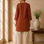 Brown cotton plain casual kurta set for women