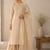 Beige cotton plain casual kurta set with dupatta for women