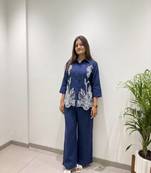 blue color embroidery work cotton salwar suit
