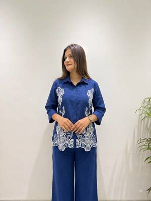 blue color embroidery work cotton salwar suit 2