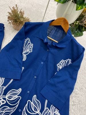 blue color embroidery work cotton salwar suit 3