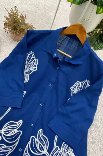 blue color embroidery work cotton salwar suit