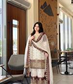 White And Wine Color Embroidery And Sequence Work  Georgette Salwar Suit
