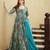 Sky blue rayon digital print anarkali gown with dupatta set