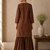 Brown cotton plain casual kurta set with dupatta for women