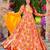 Multicolor rayon digital print anarkali gown with dupatta set